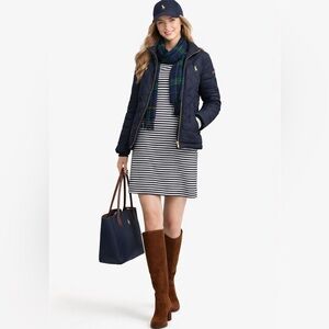 EVERLANE Coastal Preppy Striped Cotton Tee T-Shirt Dress Navy White Cotton Sz M